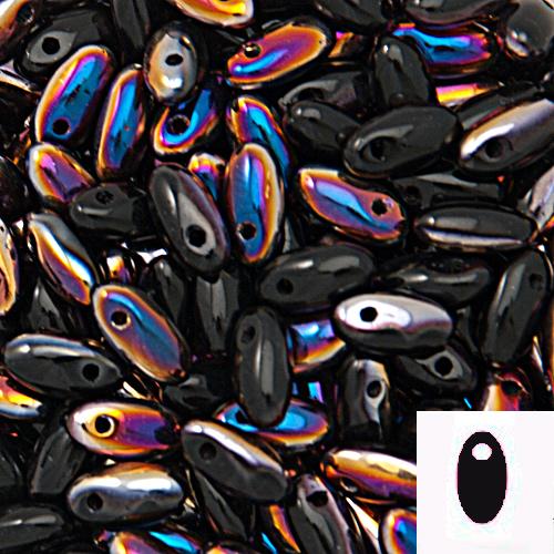 czech glass rizo beads - jet sliperit 6x2,5mm | 10gr