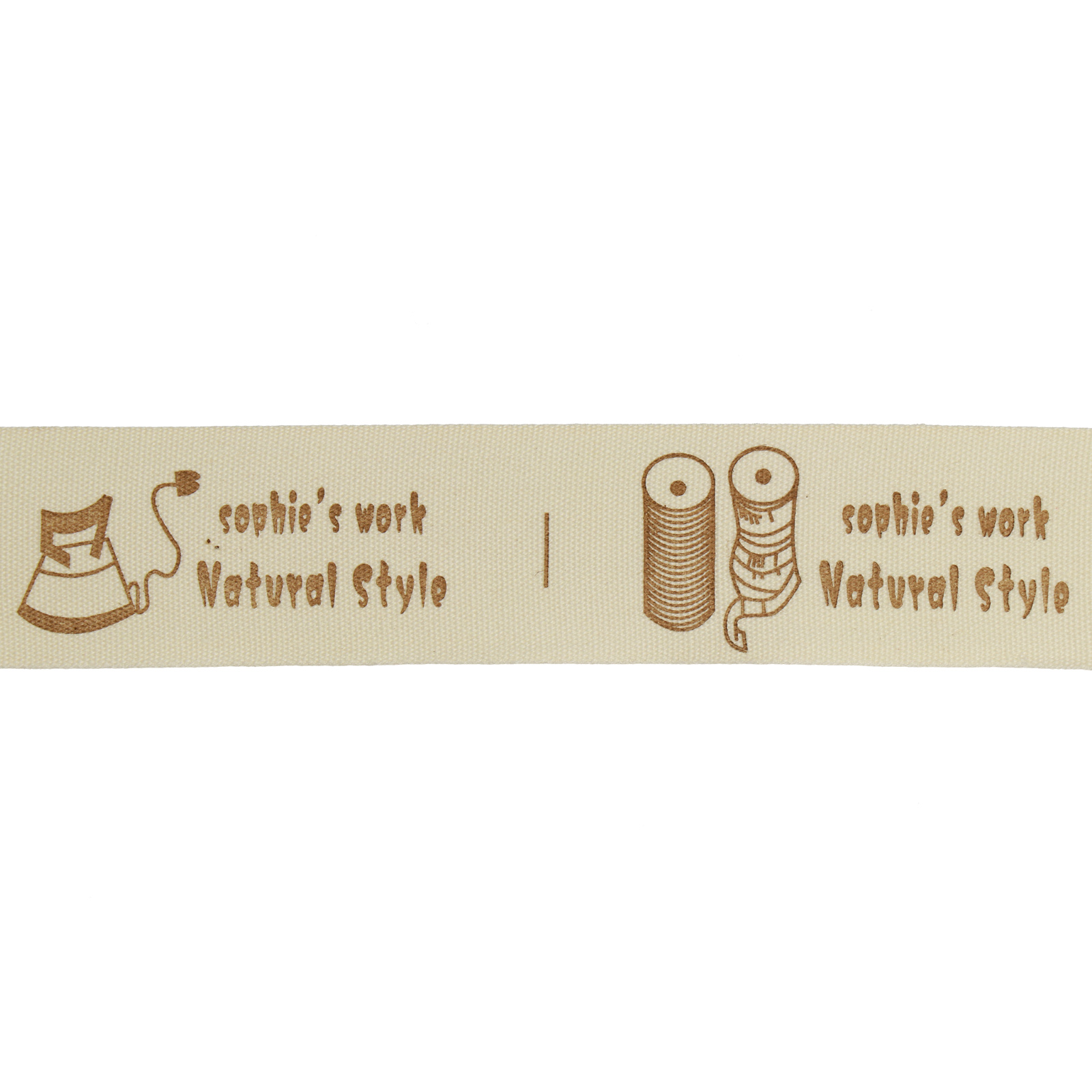 printed cotton ribbon - handmade natural style label 25mm | 2mt